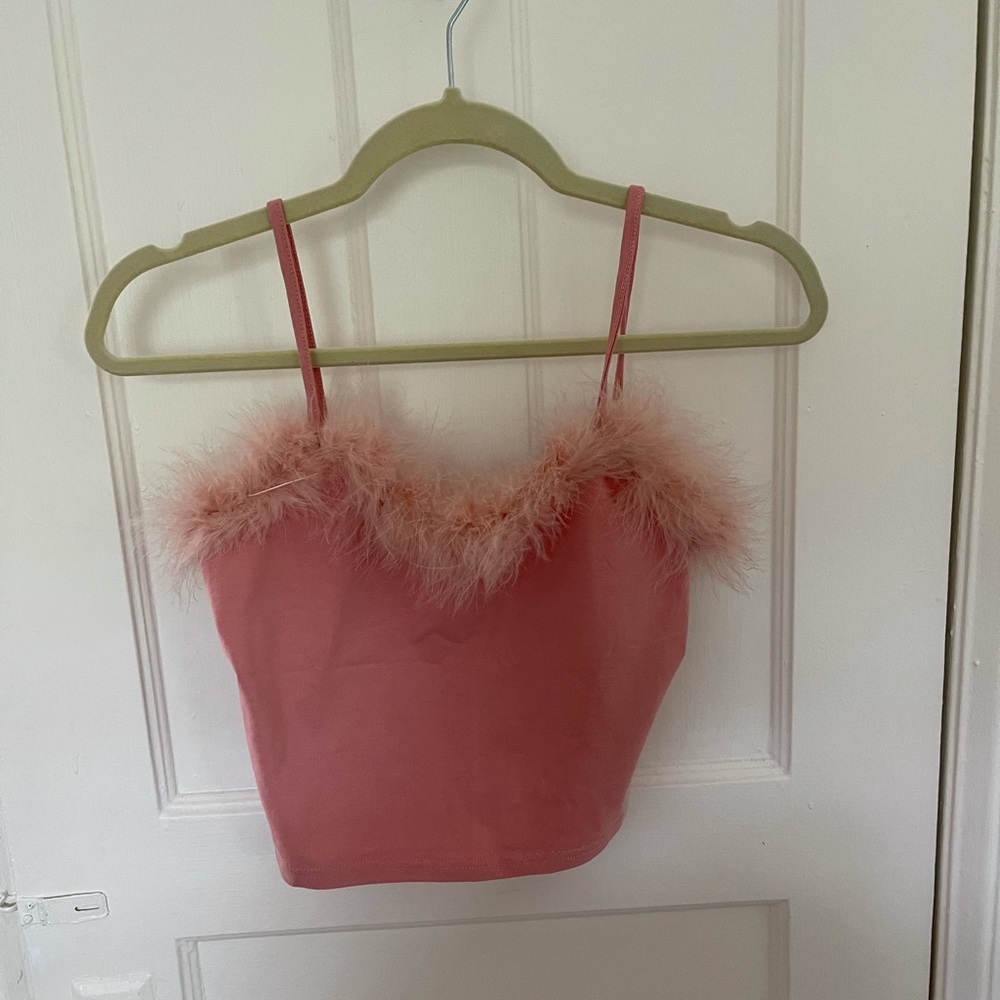 Pink Feather Crop Top